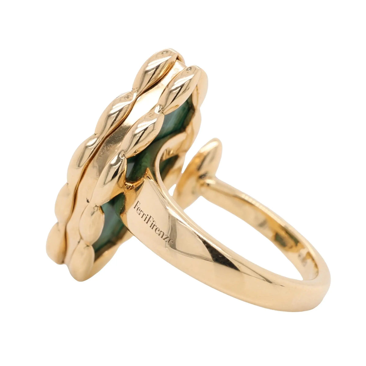 Ferri Firenze, 18K Gold Malachite Yellow Diamond Ring