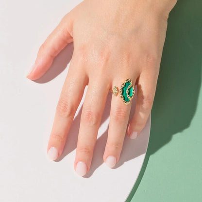 Ferri Firenze, 18K Gold Malachite Yellow Diamond Ring