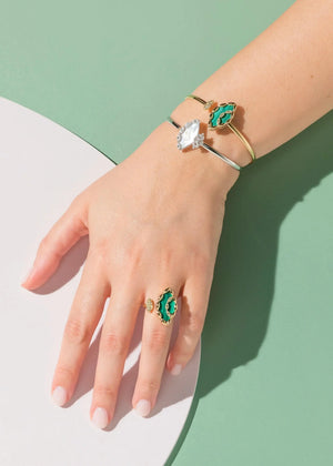 Ferri Firenze, 18K Gold Malachite Yellow Diamond Ring