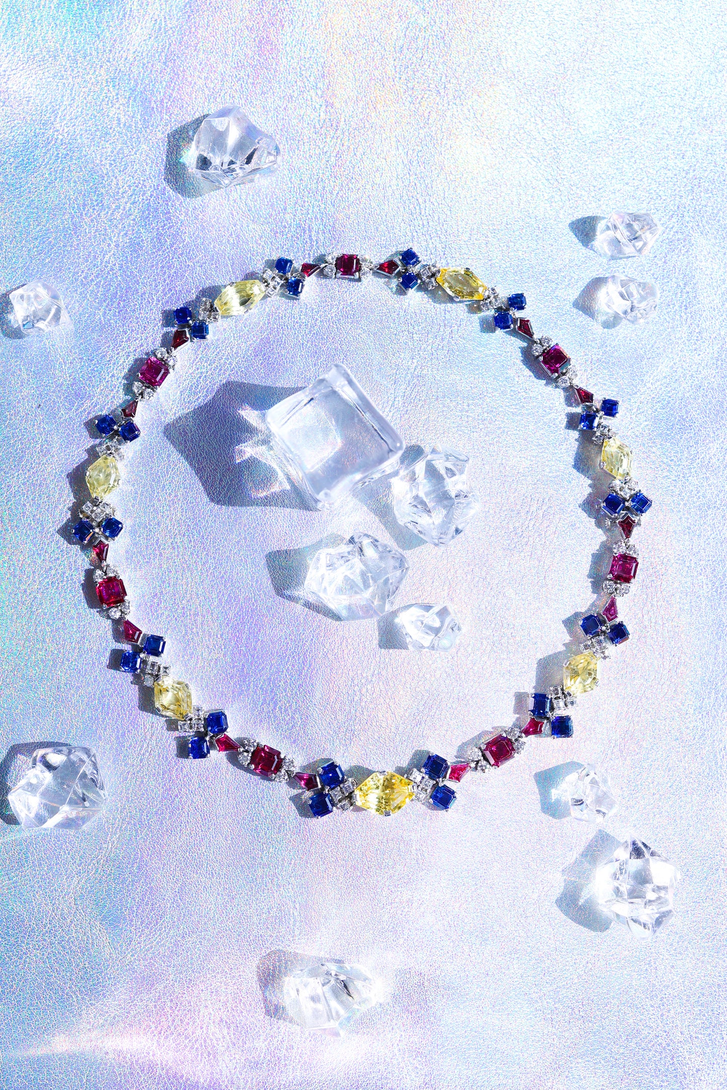 Oscar Heyman, Platinum Gemstone Diamond Necklace, GIA