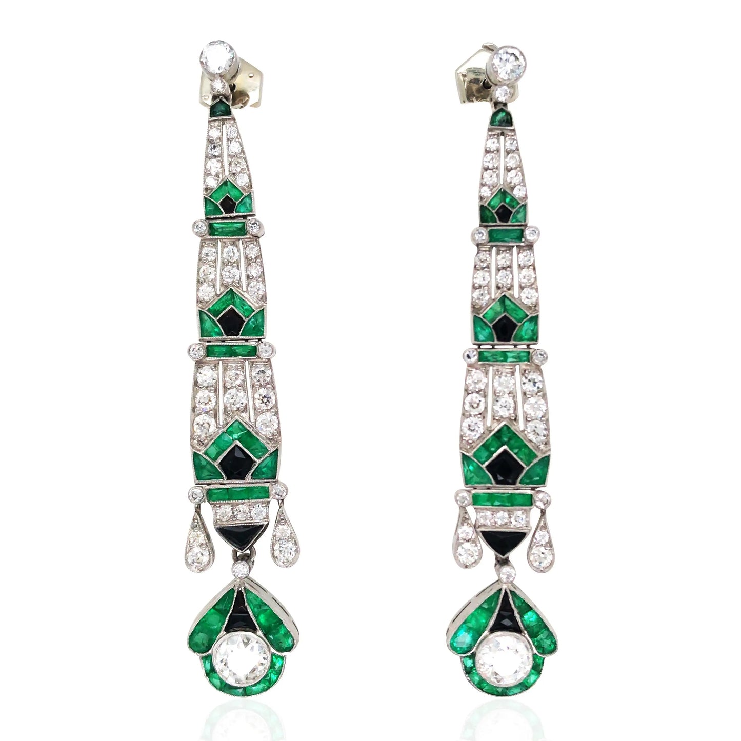 Emerald Onyx Diamond Earrings Lueur Jewelry