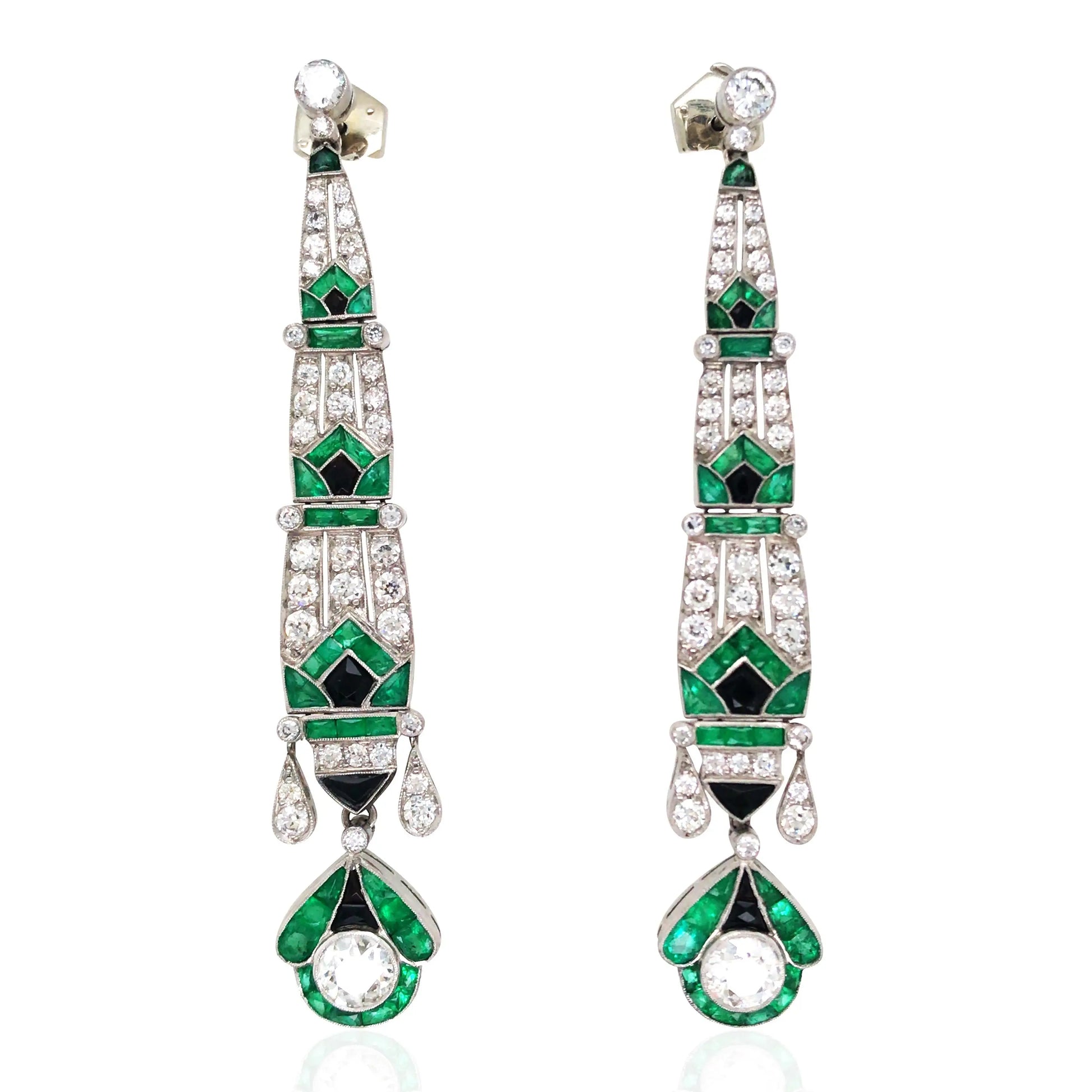 Emerald Onyx Diamond Earrings Lueur Jewelry