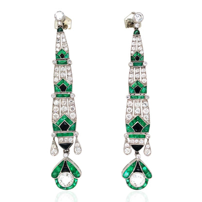 Emerald Onyx Diamond Earrings Lueur Jewelry