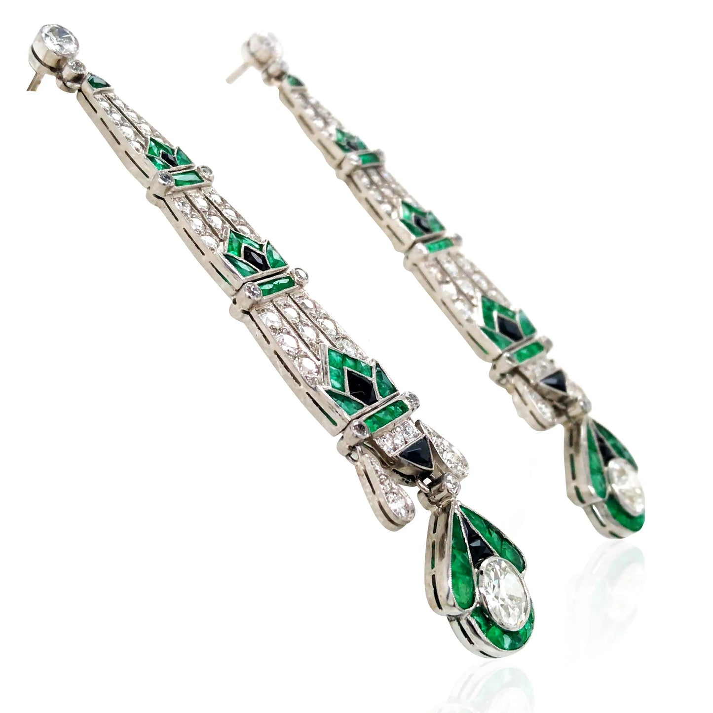 Emerald Onyx Diamond Earrings Lueur Jewelry