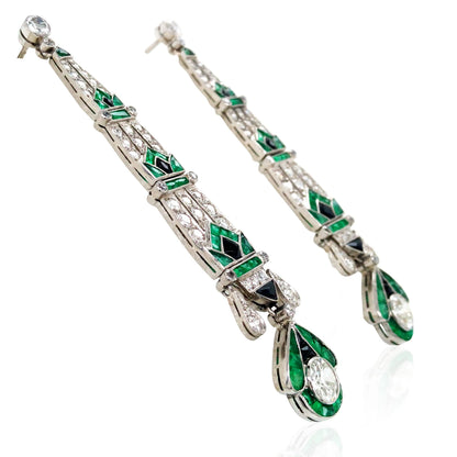 Emerald Onyx Diamond Earrings Lueur Jewelry