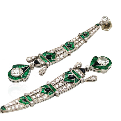 Emerald Onyx Diamond Earrings Lueur Jewelry