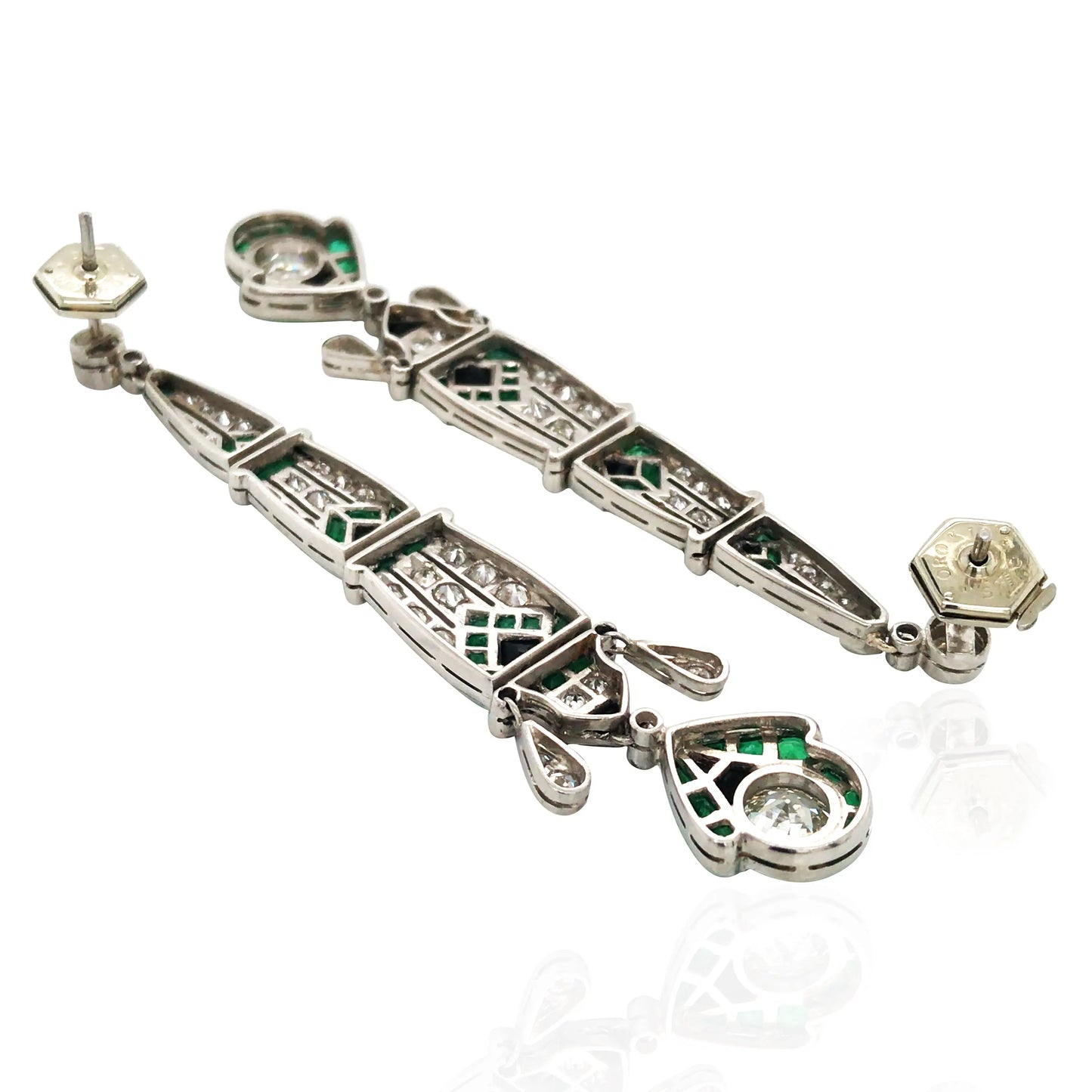 Emerald Onyx Diamond Earrings Lueur Jewelry