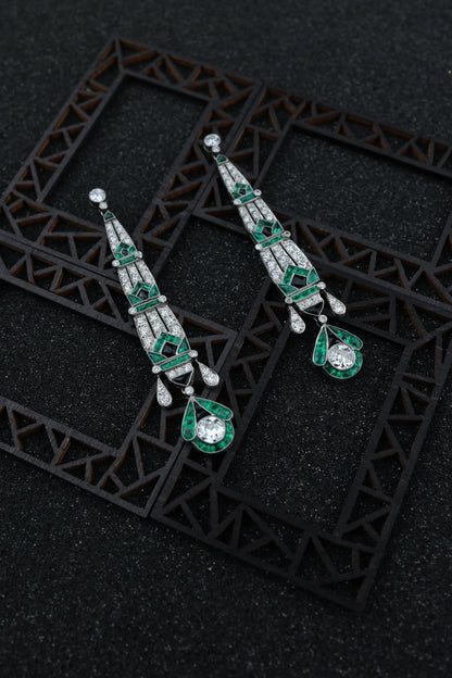 Emerald Onyx Diamond Earrings Lueur Jewelry