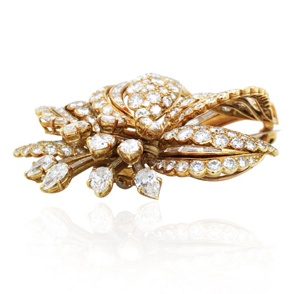 Cartier, 18K Gold Diamond Flower Brooch