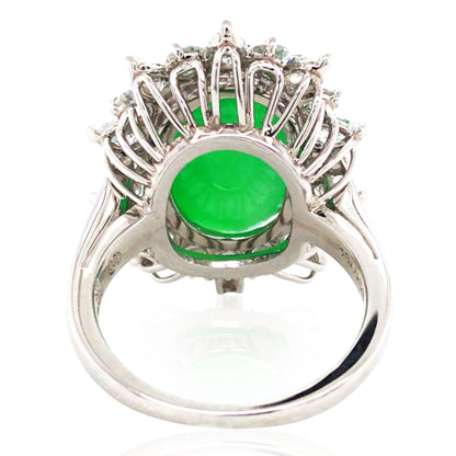 Platinum 22K Gold Jadeite Diamond Ring, GRS