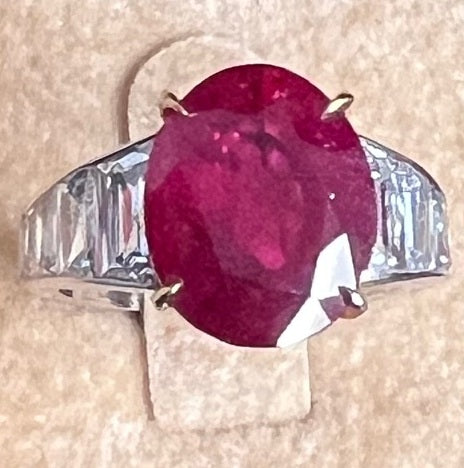 Platinum 6.32ct Burma no-heat Ruby Diamond Ring, AGL, SSEF, Gubelin