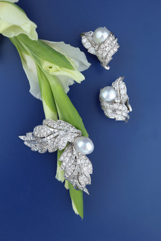 David Webb, Pearl Diamond Earrings, Certificate