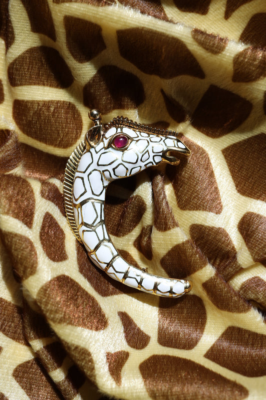 David Webb, Platinum 18K Gold Enamel Ruby Brooch