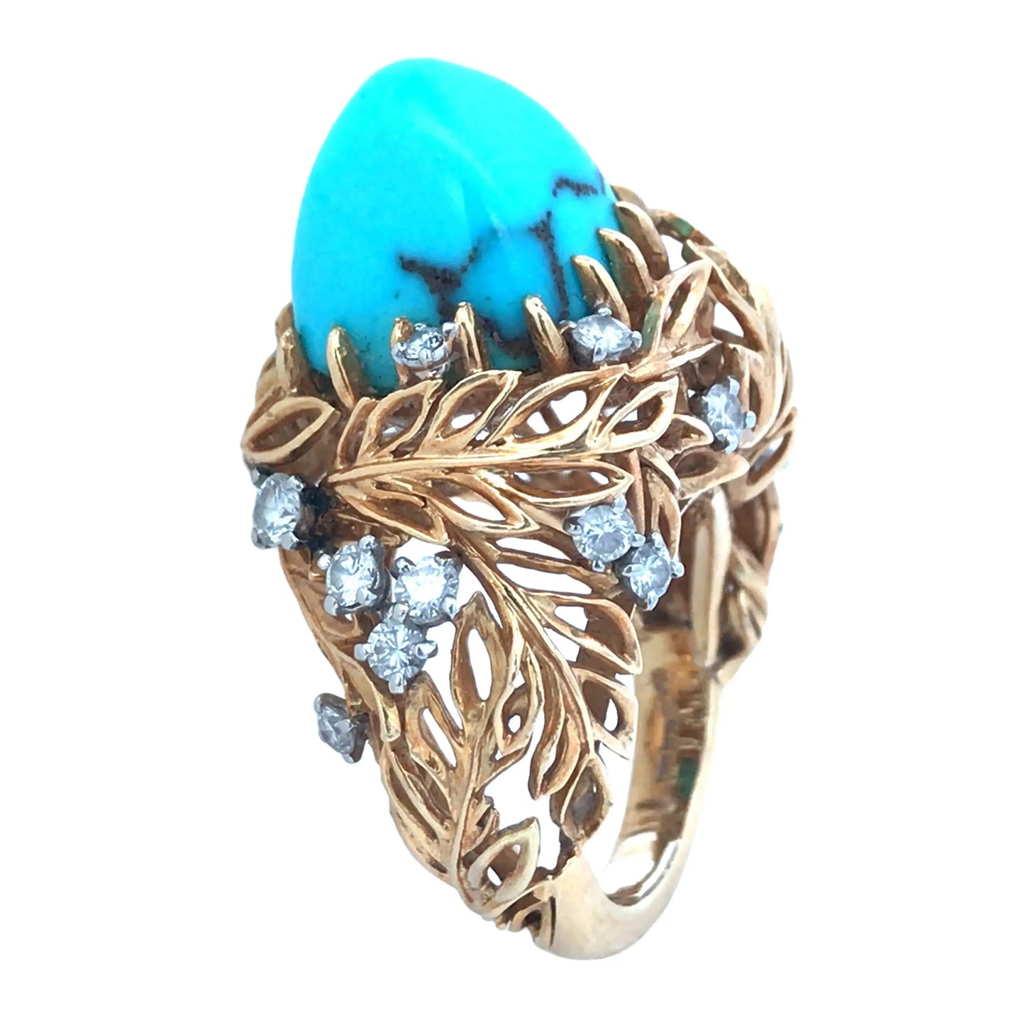Cartier, 18K Gold Turquoise Diamond Ring, Certificate Cartier