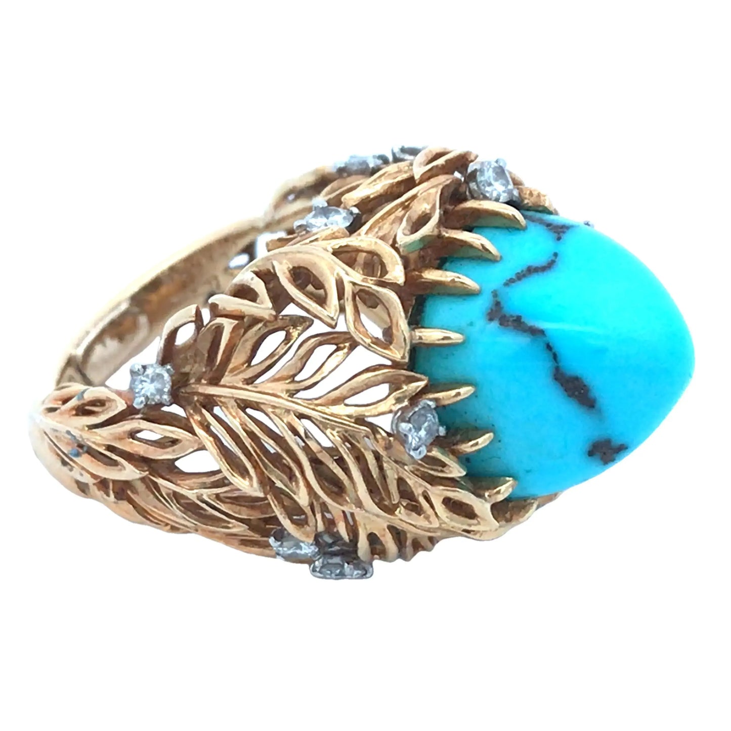 Cartier, 18K Gold Turquoise Diamond Ring, Certificate Cartier
