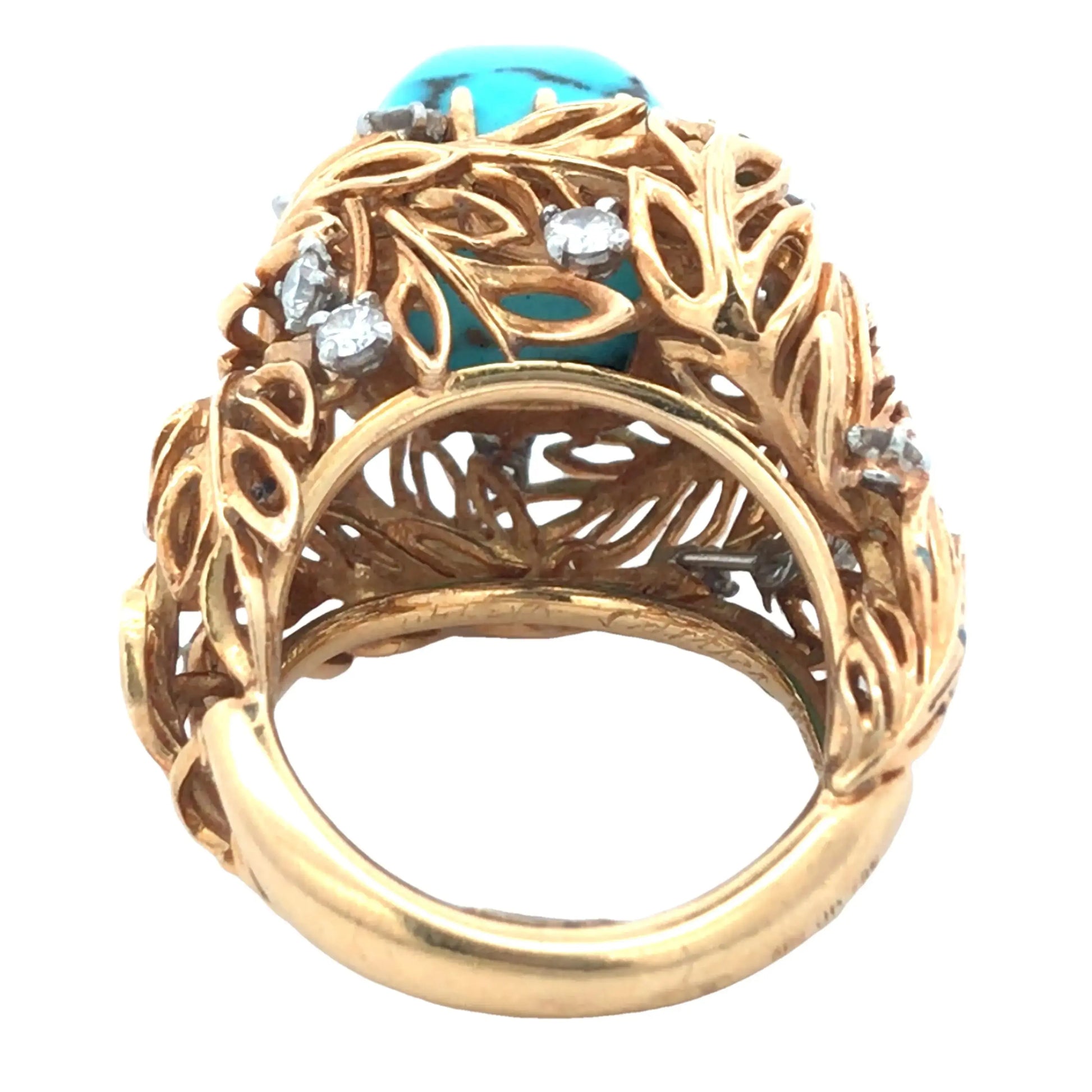 Cartier, 18K Gold Turquoise Diamond Ring, Certificate Cartier
