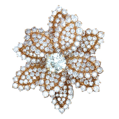 18K Gold Diamond Flower Brooch