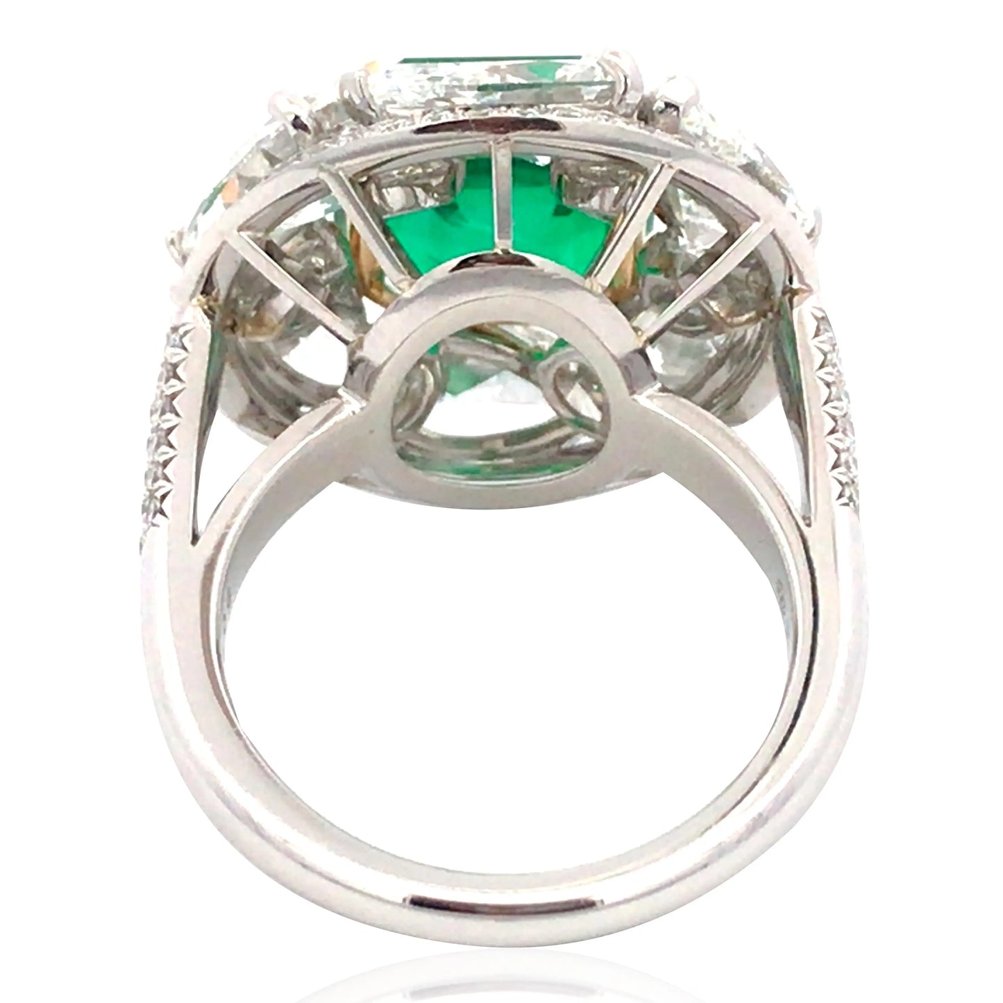Oscar Heyman, Platinum 18K Gold 4.61ct Colombia no-oil Emerald Diamond Ring, Gubelin, AGL, GIA Oscar Heyman