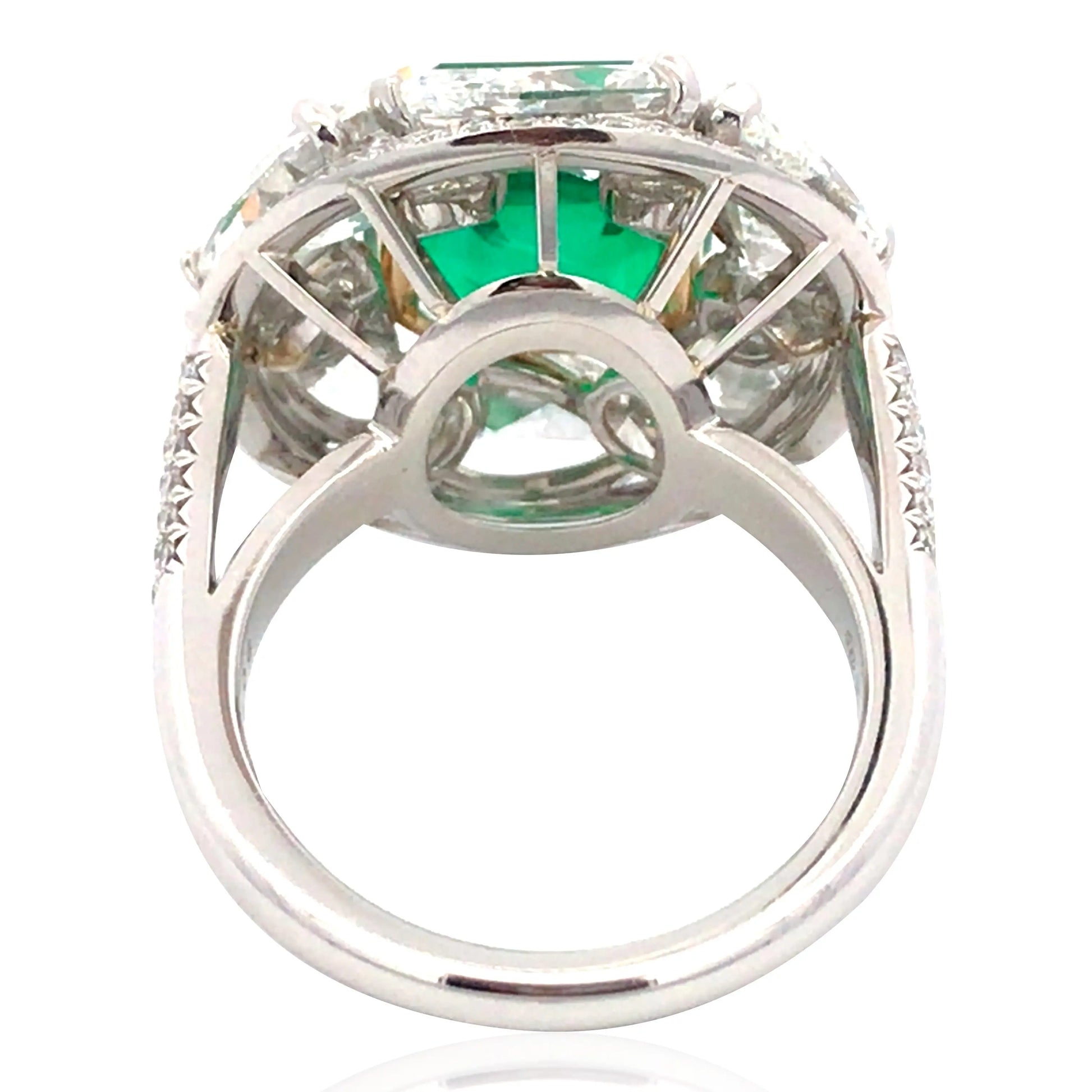 Oscar Heyman, Platinum 18K Gold 4.61ct Colombia no-oil Emerald Diamond Ring, Gubelin, AGL, GIA Oscar Heyman