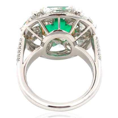 Oscar Heyman, Platinum 18K Gold 4.61ct Colombia no-oil Emerald Diamond Ring, Gubelin, AGL, GIA Oscar Heyman