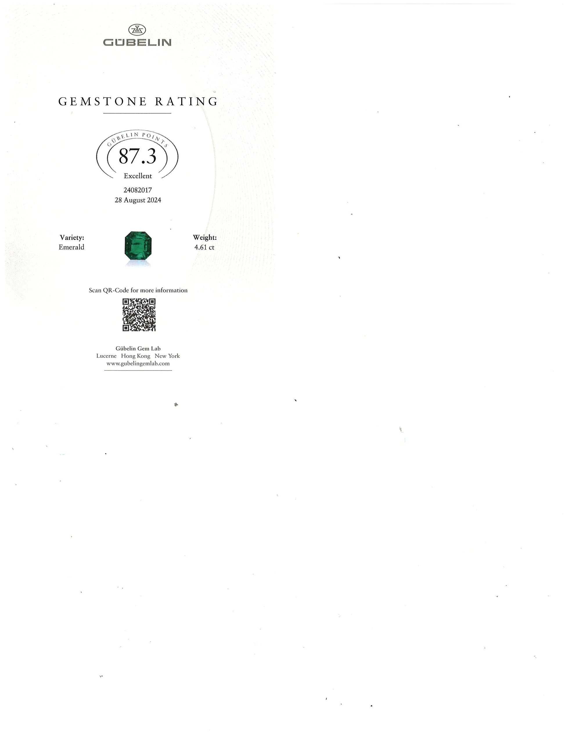 Oscar Heyman, Platinum 18K Gold 4.61ct Colombia no-oil Emerald Diamond Ring, Gubelin, AGL, GIA Oscar Heyman