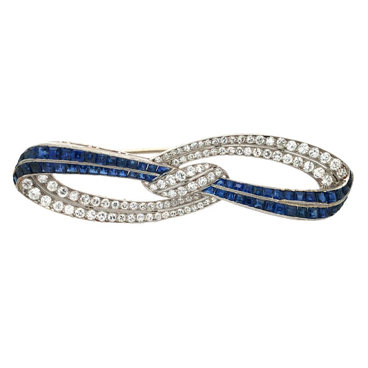 Sapphire Diamond Bow Brooch