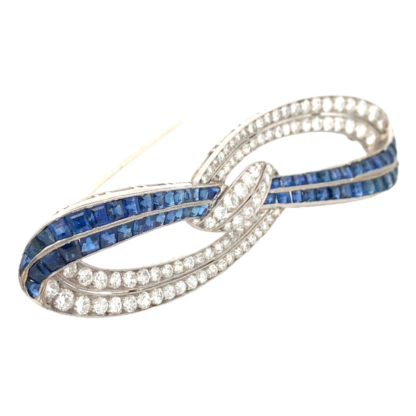 Sapphire Diamond Bow Brooch
