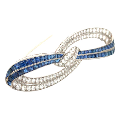 Sapphire Diamond Bow Brooch