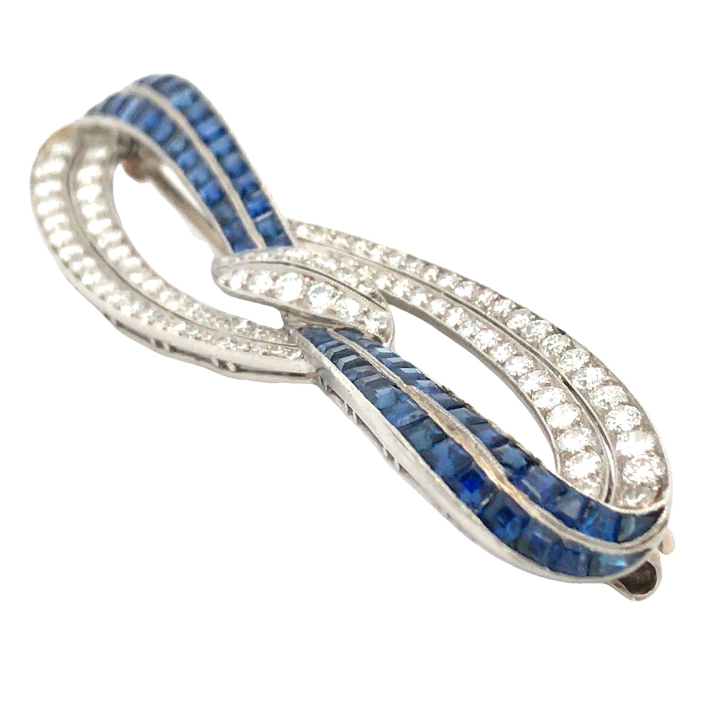 Sapphire Diamond Bow Brooch