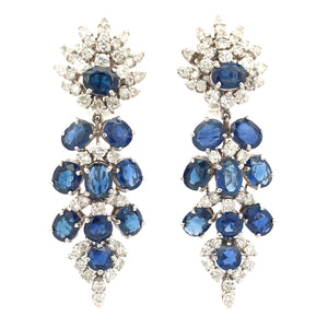 18K Gold Burma no-heat Sapphire Diamond Earrings, AGL