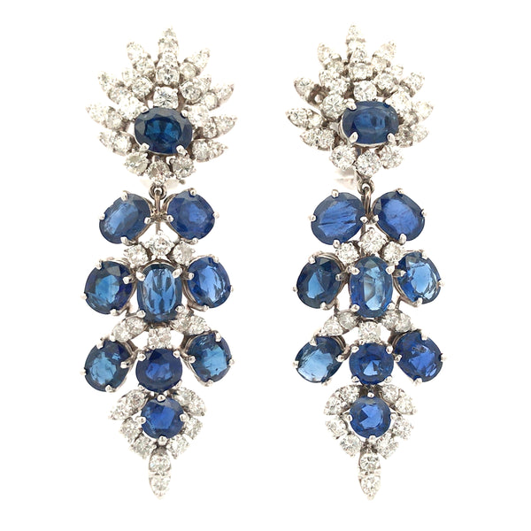 18K Gold Burma no-heat Sapphire Diamond Earrings, AGL