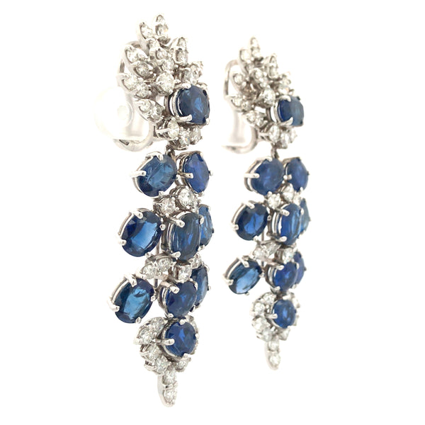 18K Gold Burma no-heat Sapphire Diamond Earrings, AGL