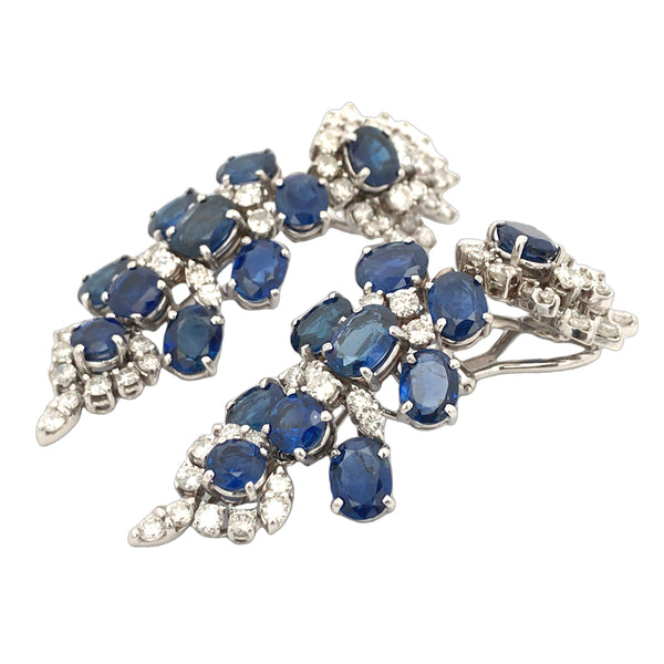 18K Gold Burma no-heat Sapphire Diamond Earrings, AGL