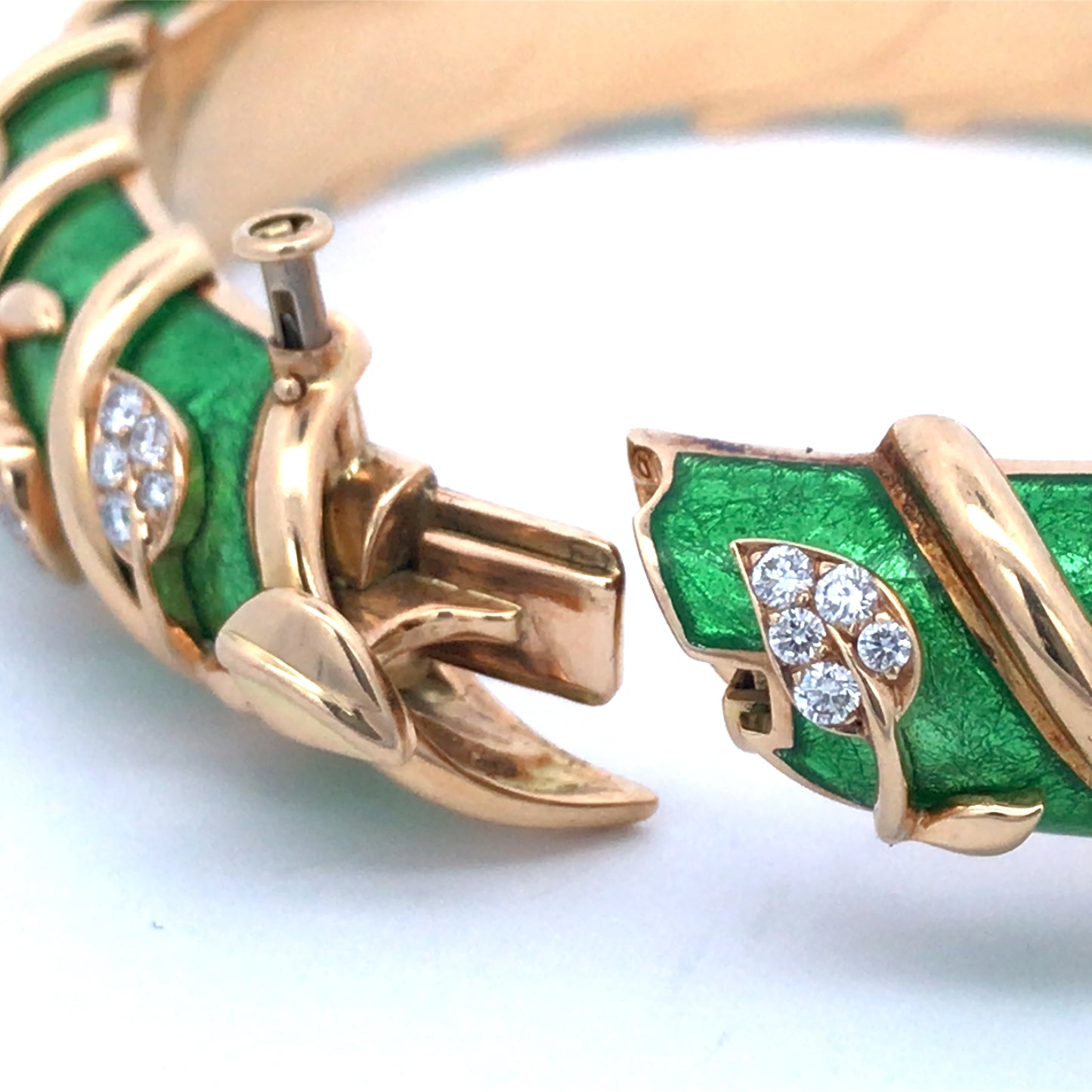 Tiffany Schlumberger, 18K Gold Enamel Diamond Bangle