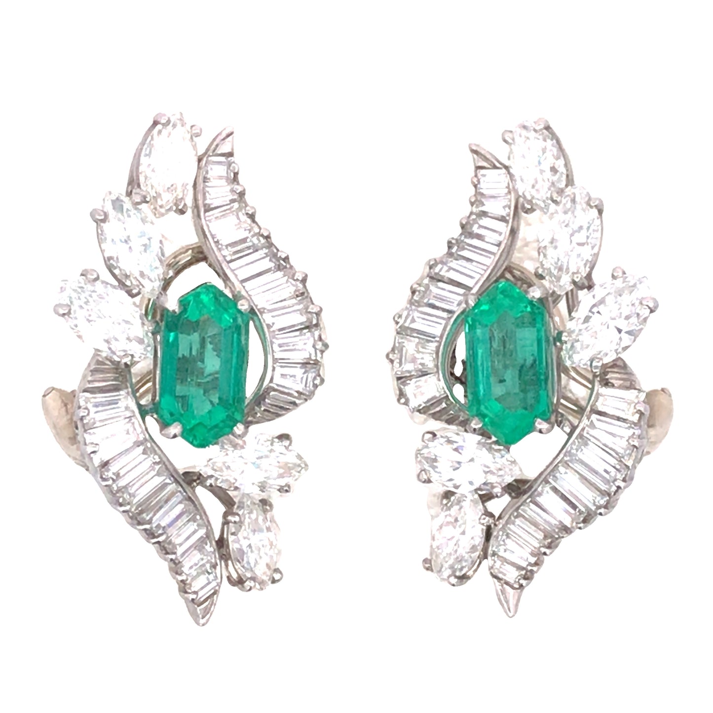 Oscar Heyman, Emerald Diamond Earrings