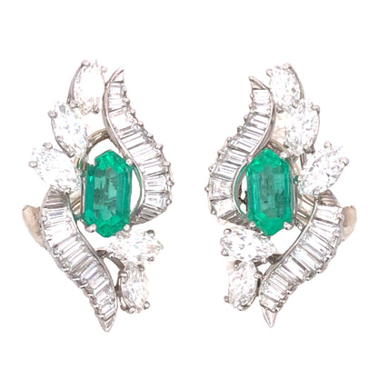 Oscar Heyman, Emerald Diamond Earrings