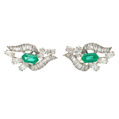 Oscar Heyman, Emerald Diamond Earrings
