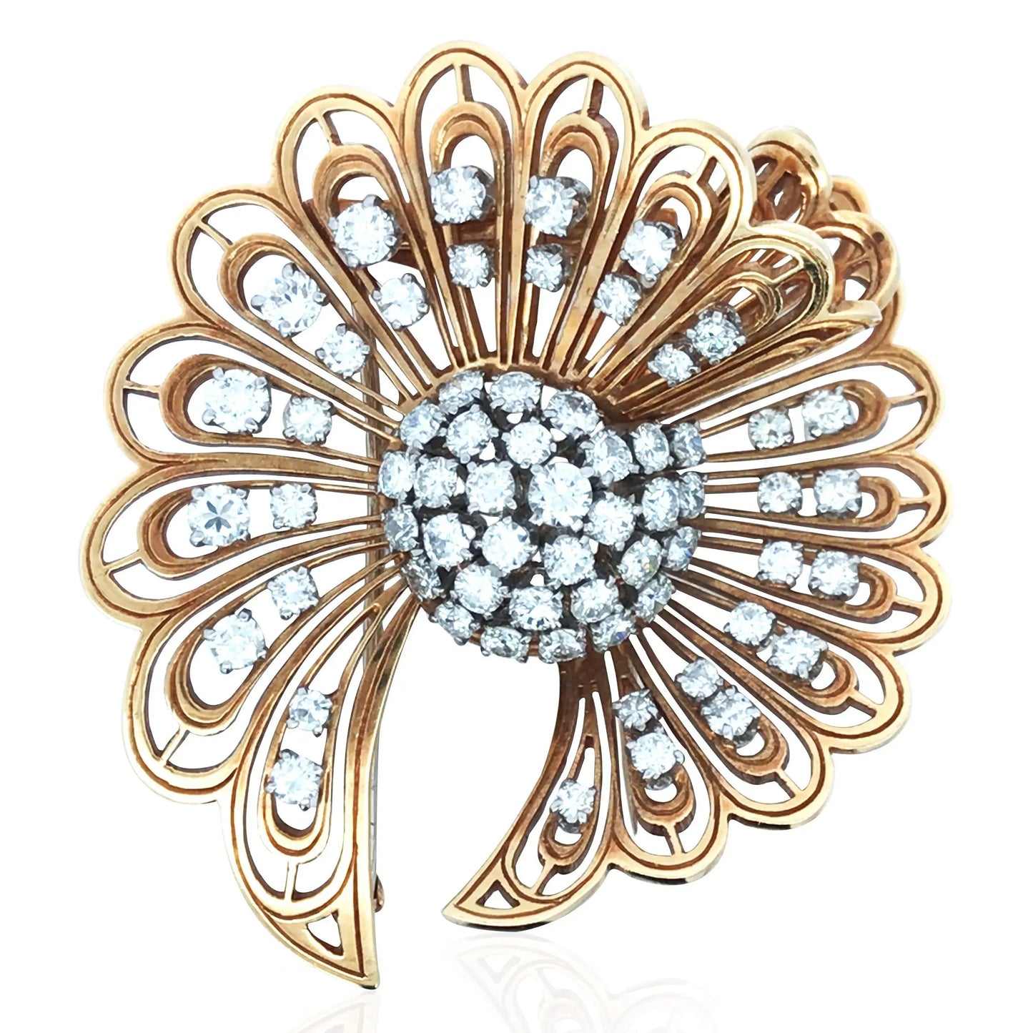 14K Gold Diamond Brooch Lueur Jewelry