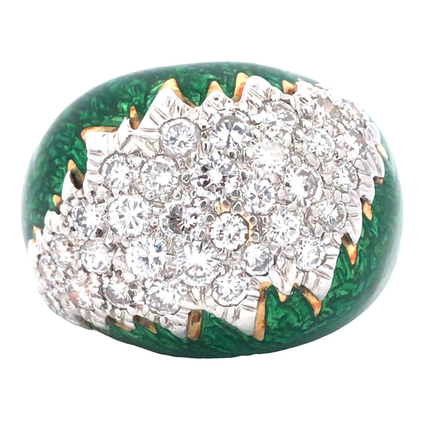 David Webb, 18K Gold Enamel Diamond Ring David Webb