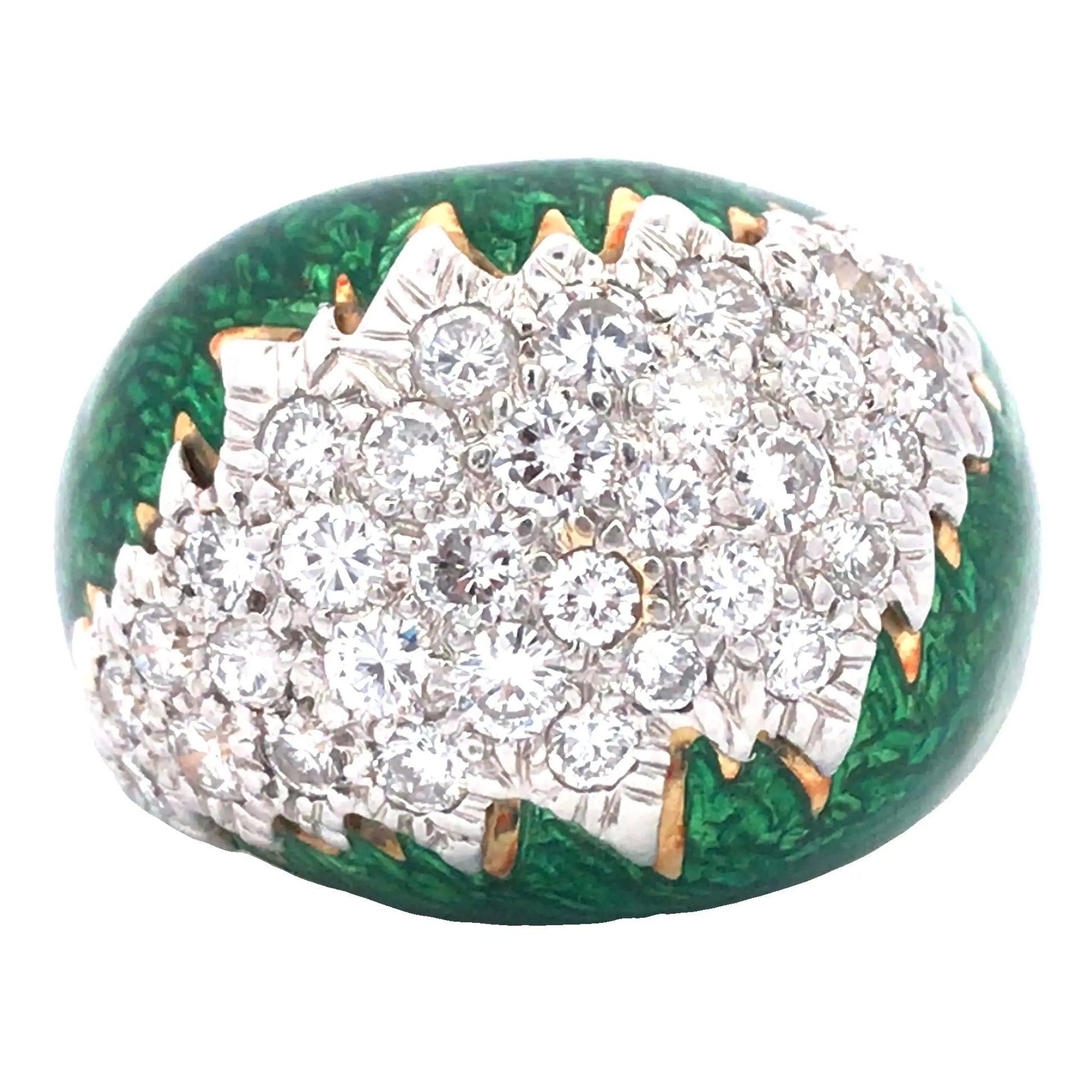 David Webb, 18K Gold Enamel Diamond Ring David Webb