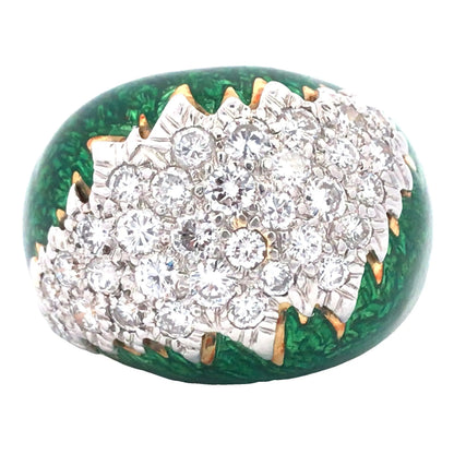 David Webb, 18K Gold Enamel Diamond Ring David Webb