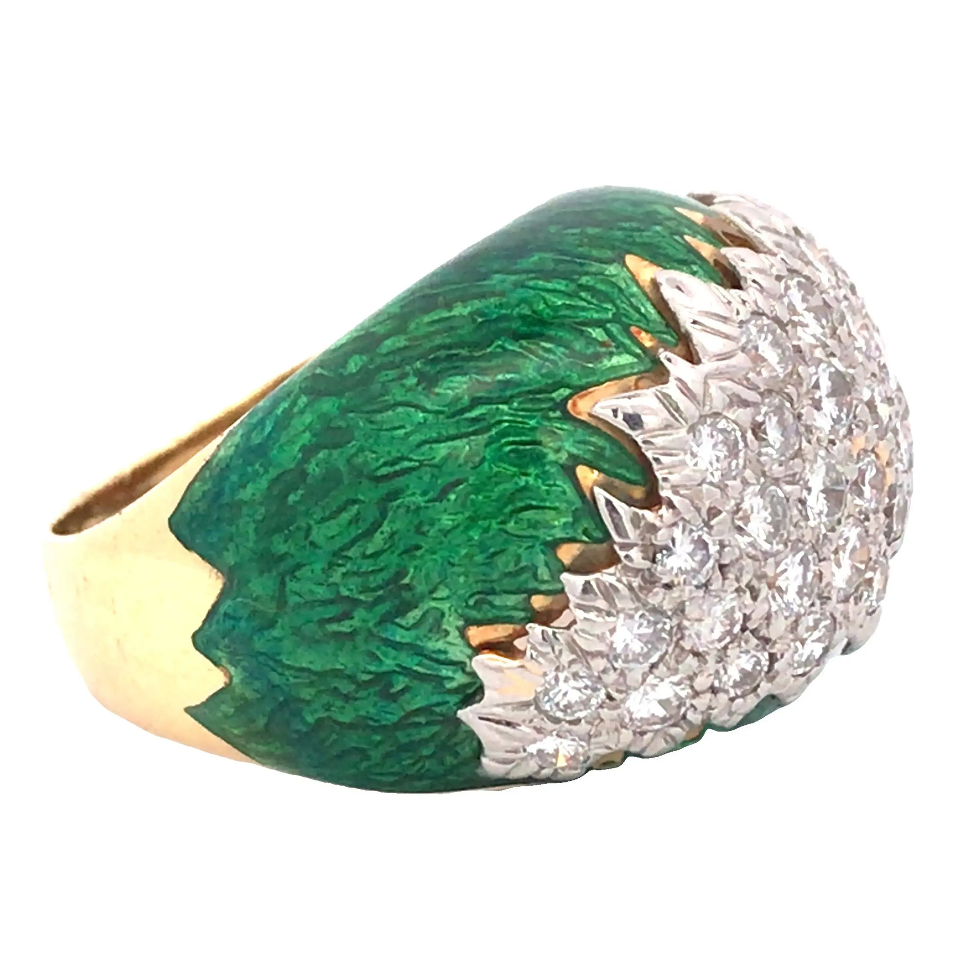 David Webb, 18K Gold Enamel Diamond Ring David Webb