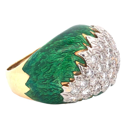 David Webb, 18K Gold Enamel Diamond Ring David Webb