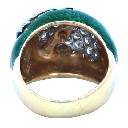 David Webb, 18K Gold Enamel Diamond Ring David Webb