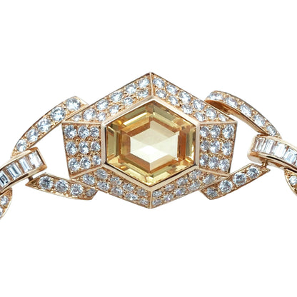 Cartier, 18K Gold Yellow Sapphire Diamond Necklace Cartier