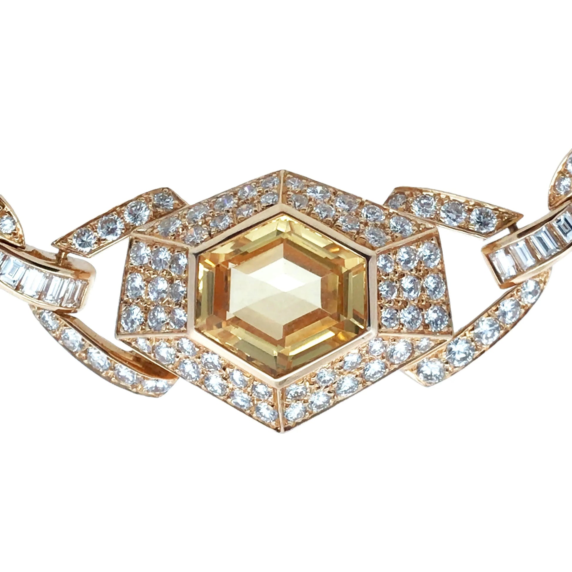 Cartier, 18K Gold Yellow Sapphire Diamond Necklace, GIA Cartier