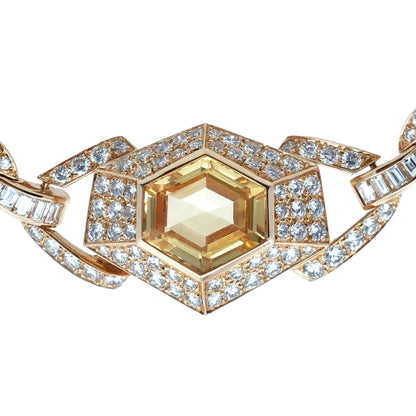 Cartier, 18K Gold Yellow Sapphire Diamond Necklace, GIA Cartier