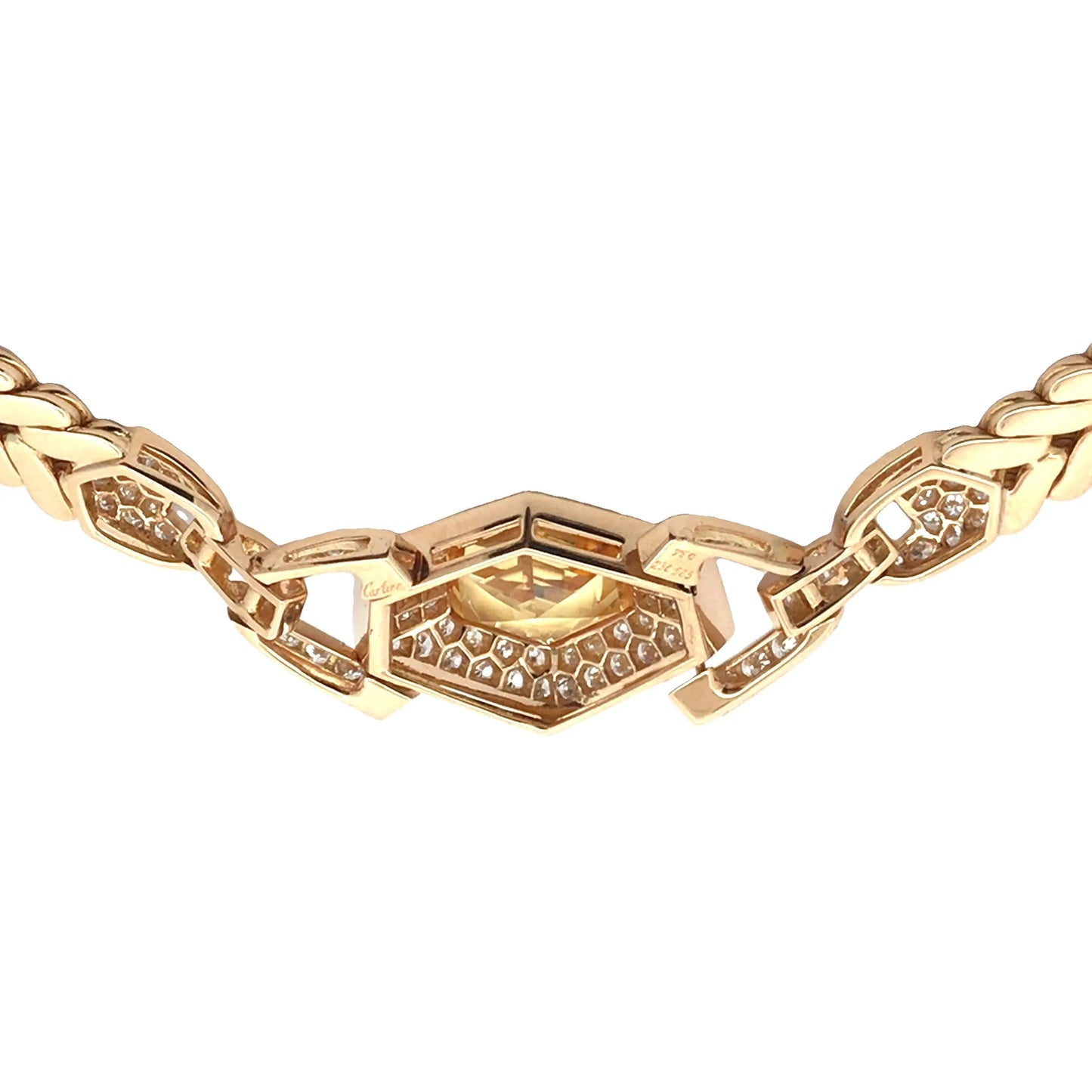 Cartier, 18K Gold Yellow Sapphire Diamond Necklace, GIA Cartier