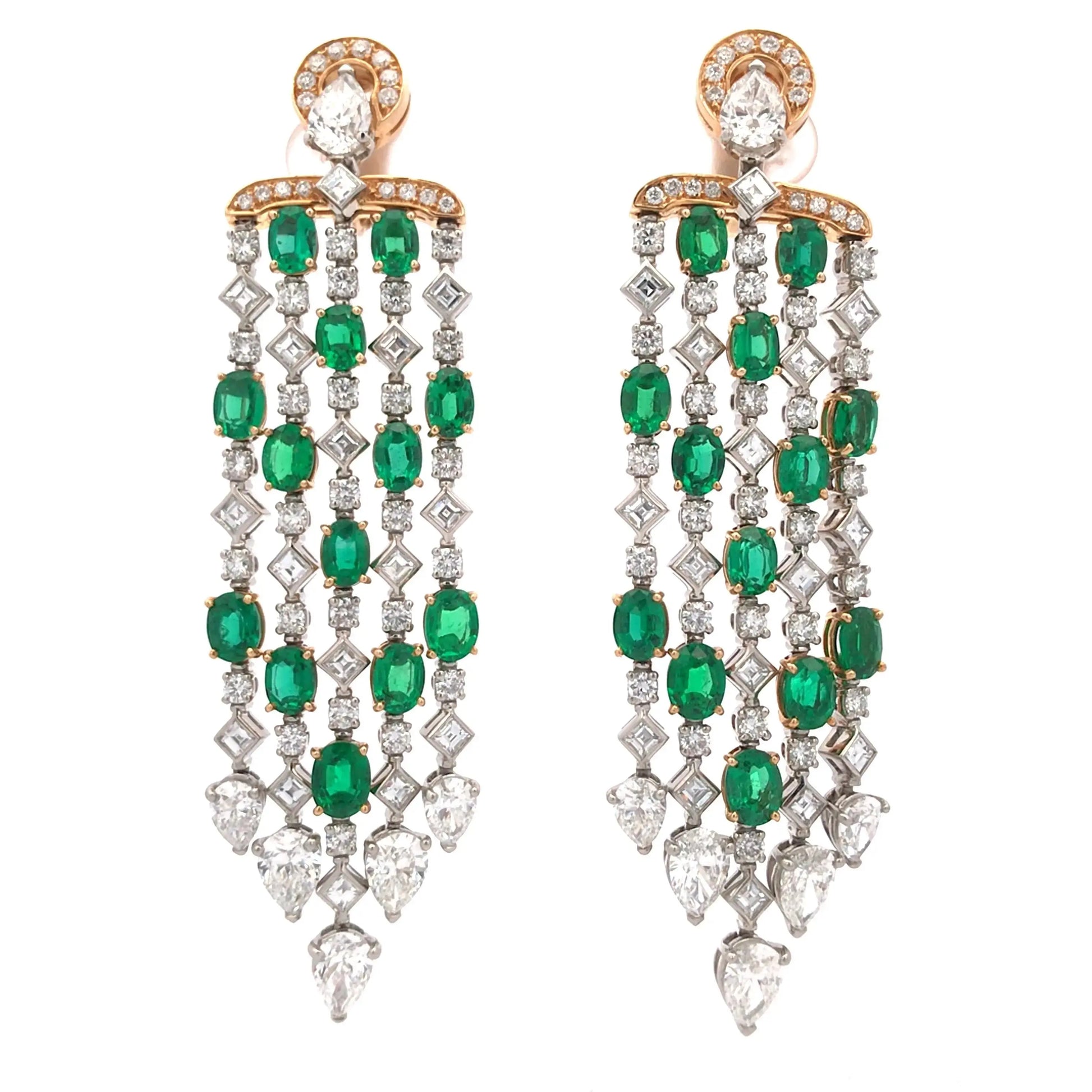Bvlgari, 18K Gold Emerald Diamond Earrings Bvlgari