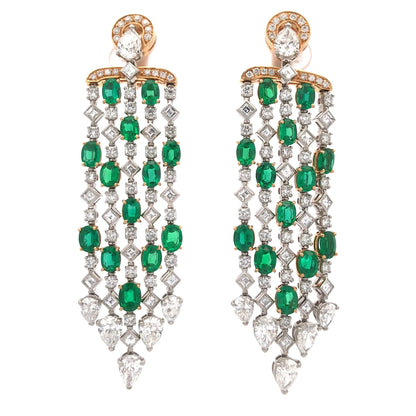 Bvlgari, 18K Gold Emerald Diamond Earrings Bvlgari
